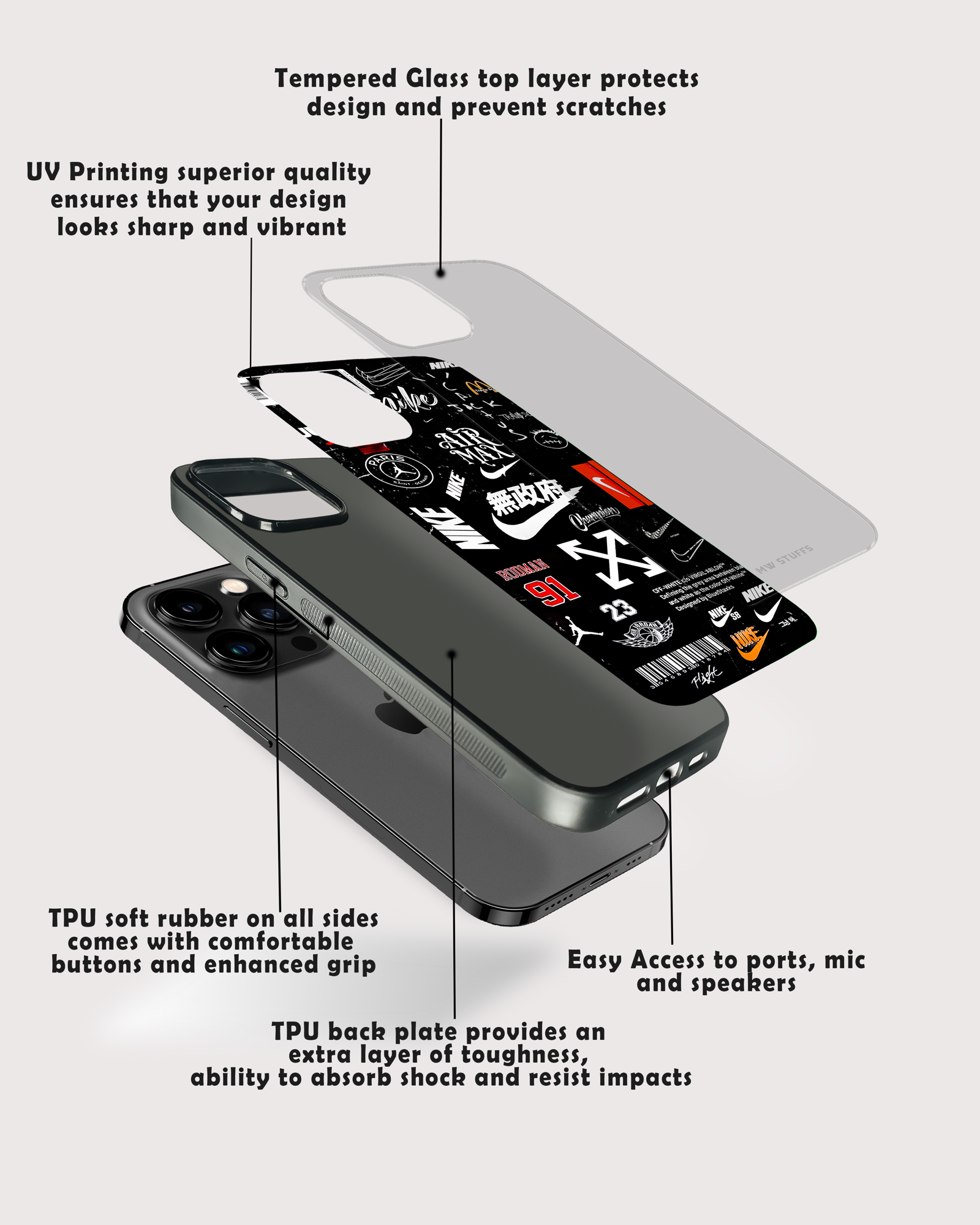 Off-White AIR Mixed Art GLASS CASE -  - MW Stuffs - 