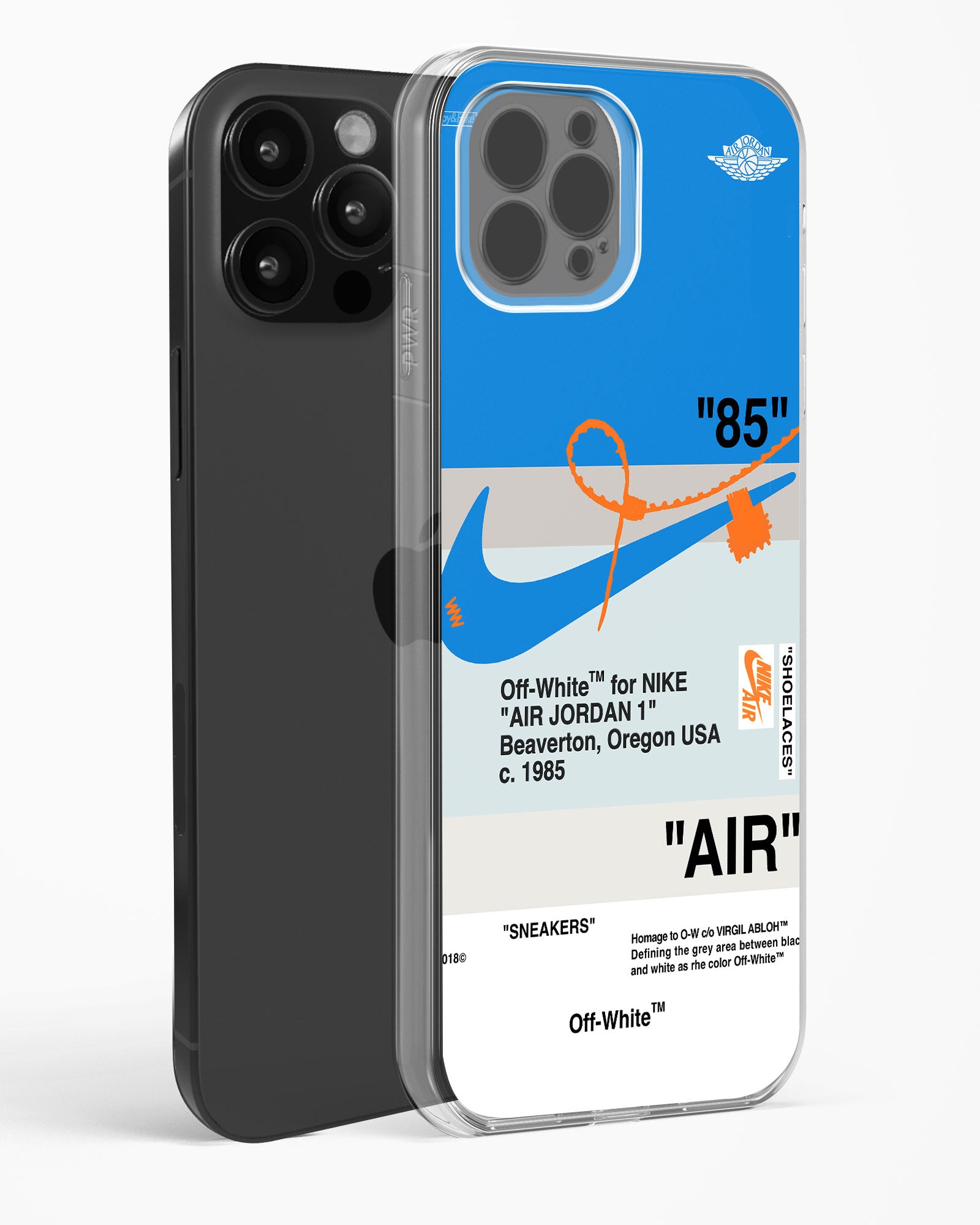 Off White AIR Blue Clear Silicone Case