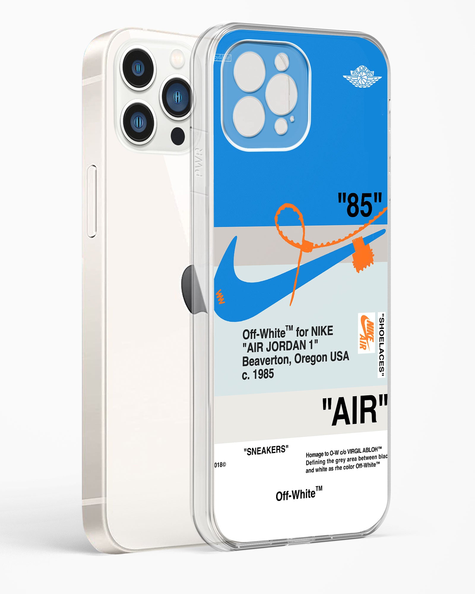 Off White AIR Blue Clear Silicone Case