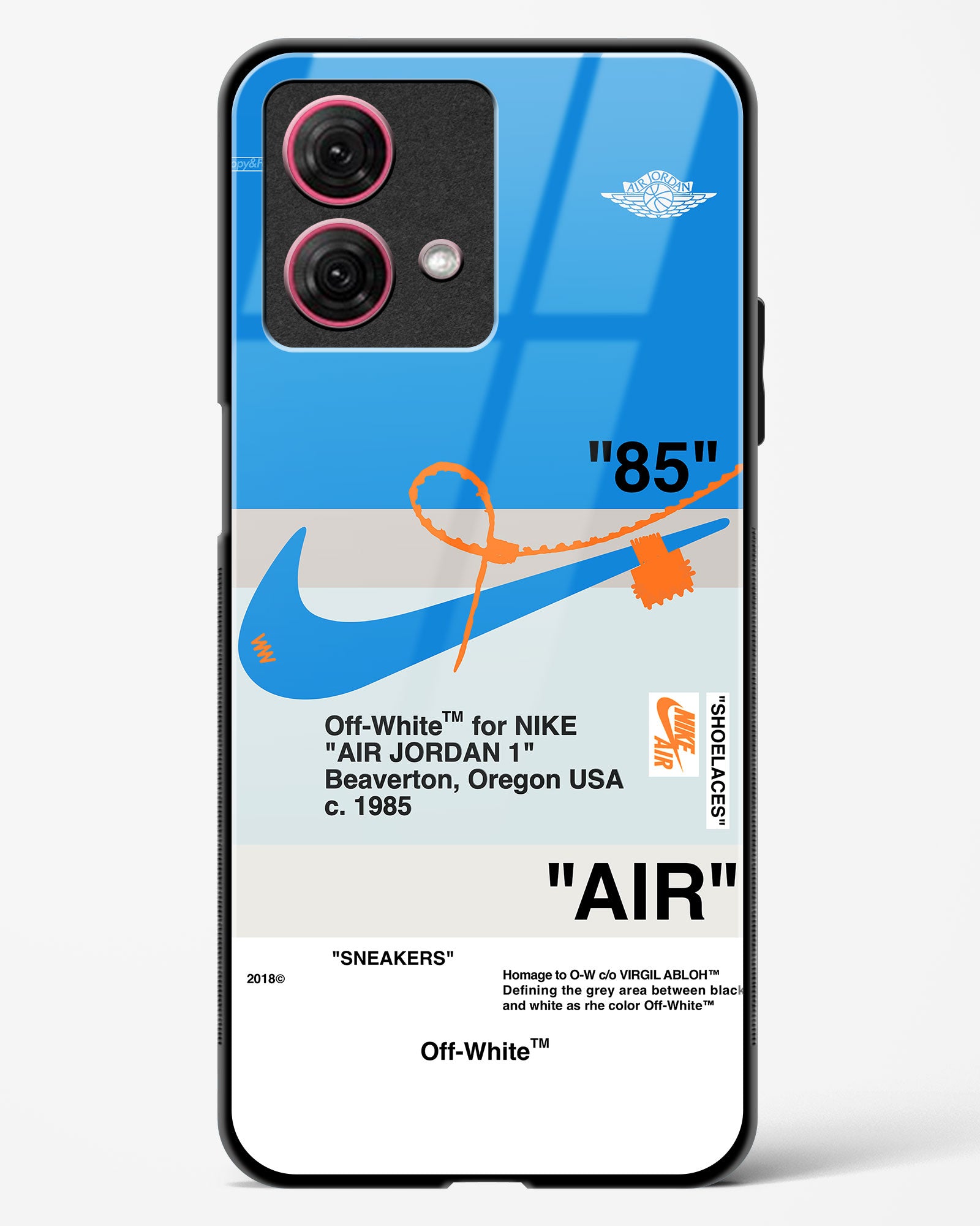 Off White AIR Blue Glass Phone Case-Moto G84 5G