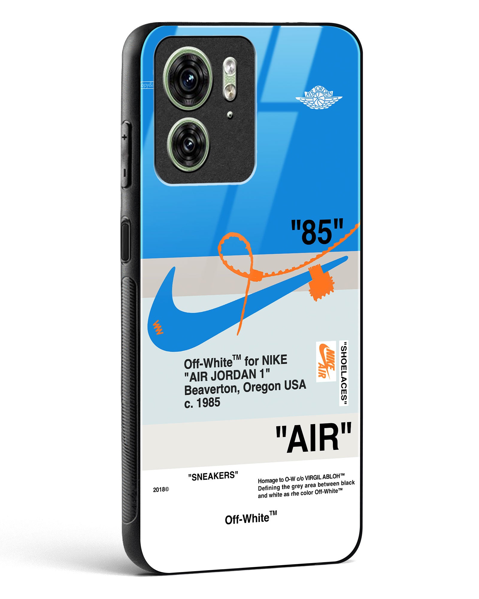 Off White AIR Blue Glass Phone Case-Motorola Edge 40