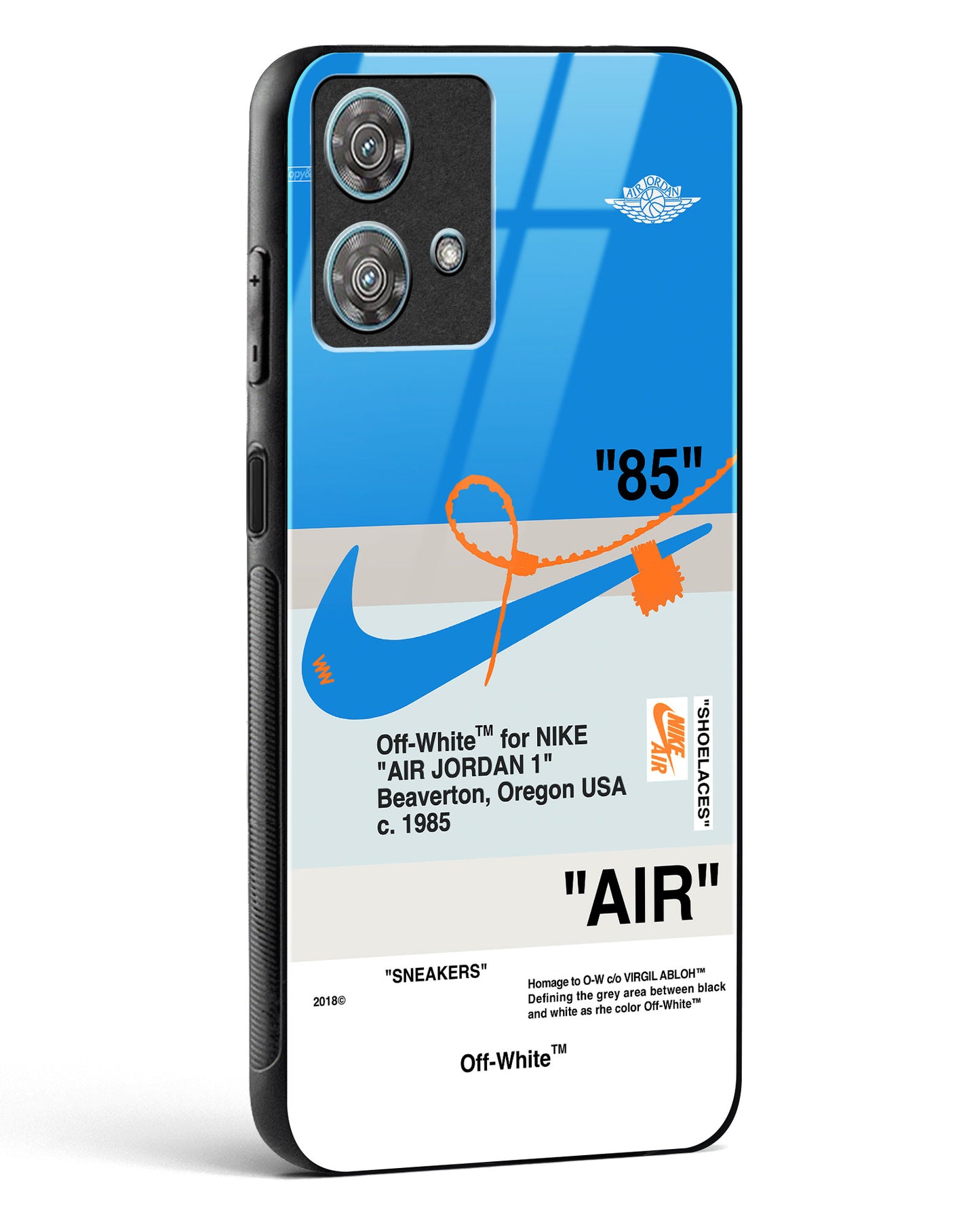 Off White AIR Blue Glass Phone Case-Motorola Edge 40 Neo