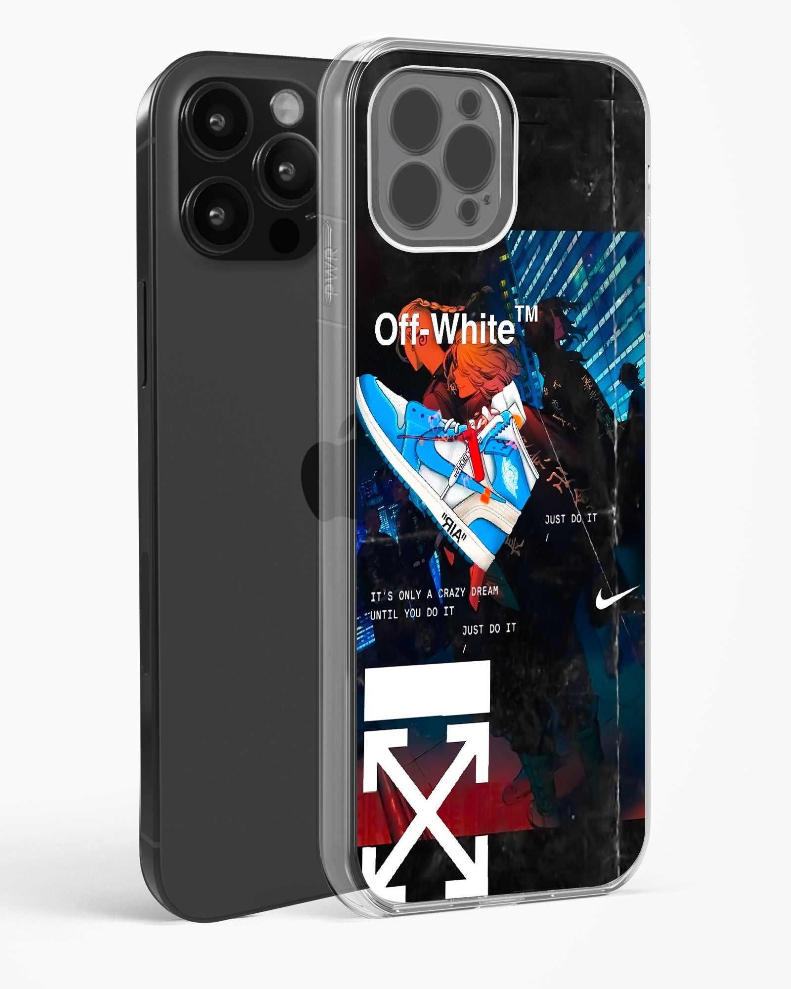 Off White Cross Fade Clear Silicone Case
