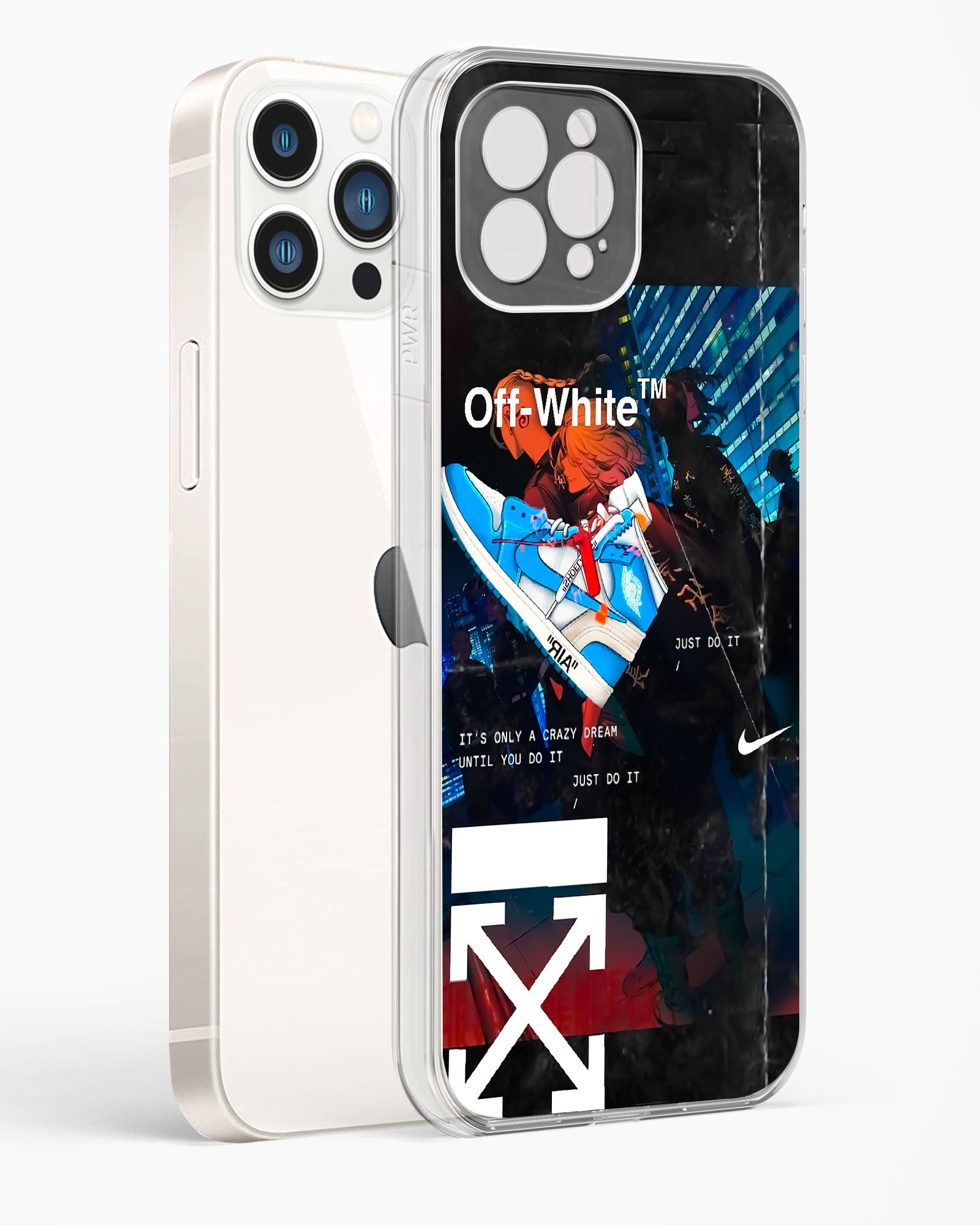 Off White Cross Fade Clear Silicone Case