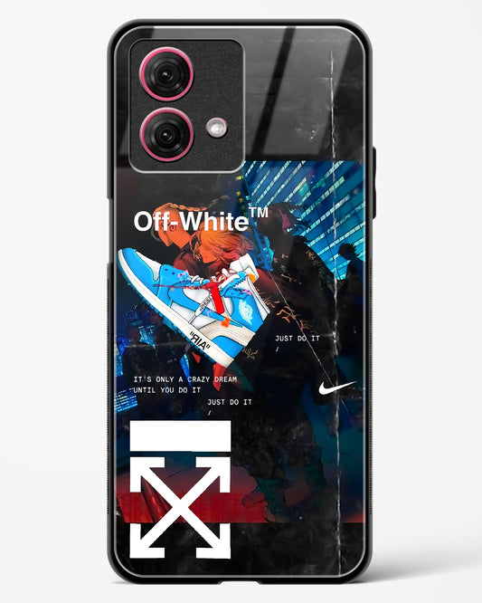 Off White Cross Fade Glass Phone Case-Moto G84 5G