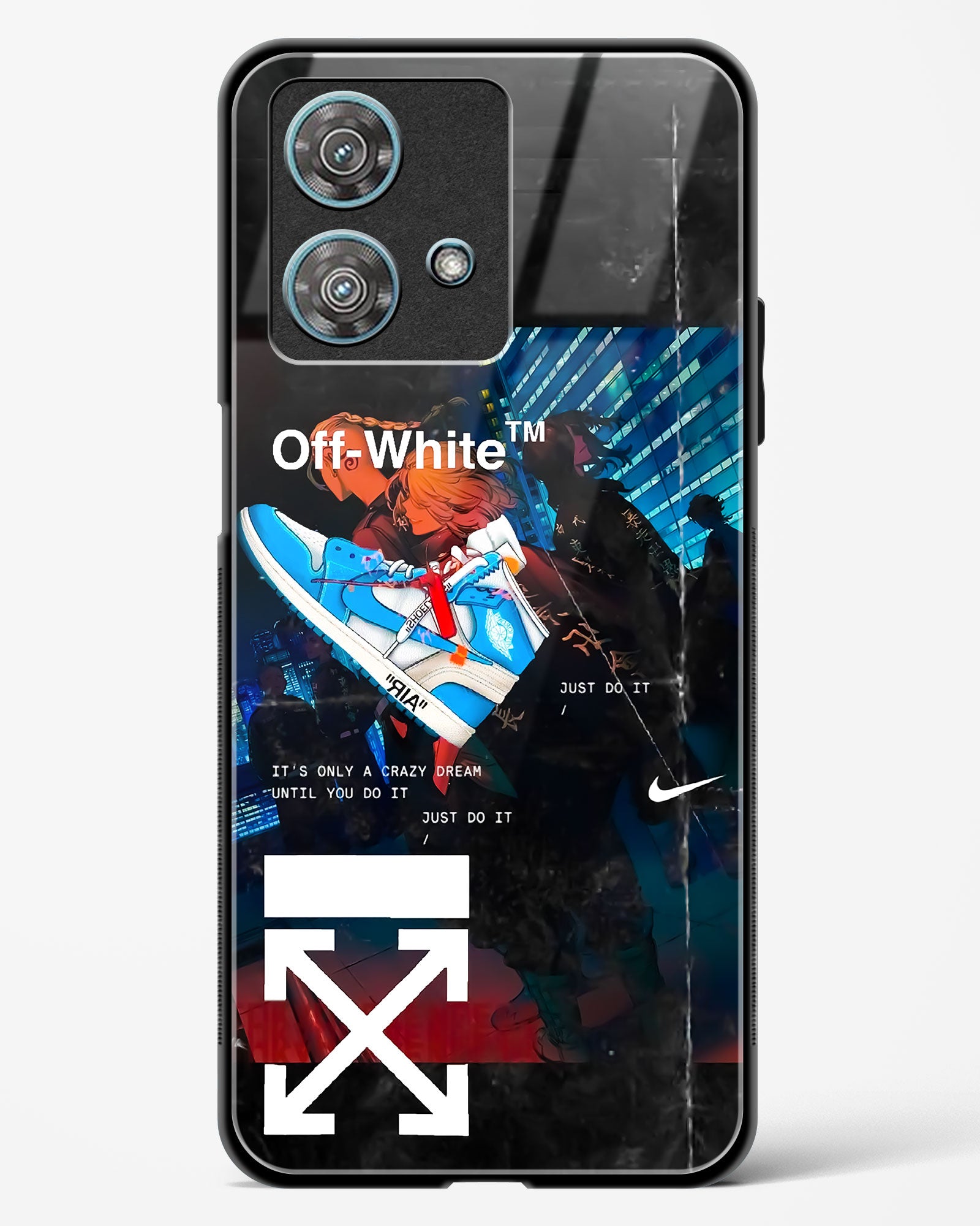 Off White Cross Fade Glass Phone Case-Motorola Edge 40 Neo