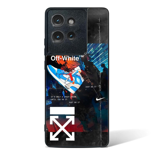 Off White Cross Fade Glass Phone Case-Motorola Edge 50