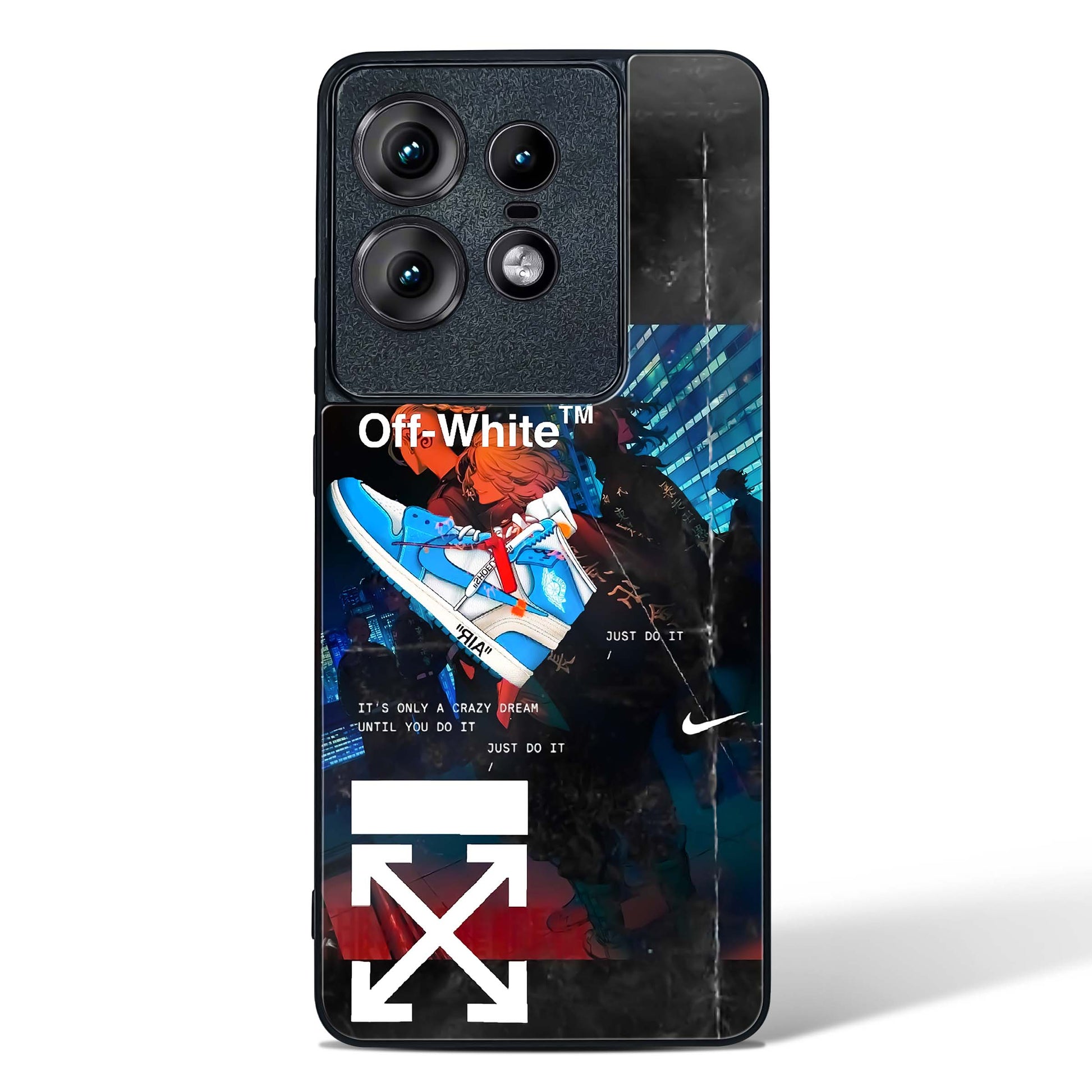 Off White Cross Fade Glass Phone Case-Motorola Edge 50 Pro