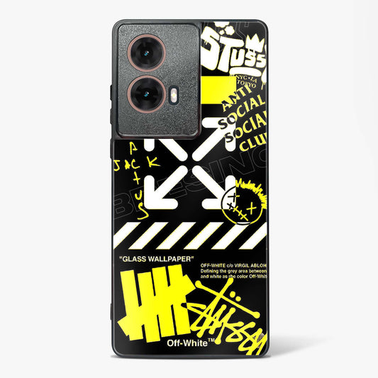 Off White Cross Glass Phone Case-Moto G85 5G