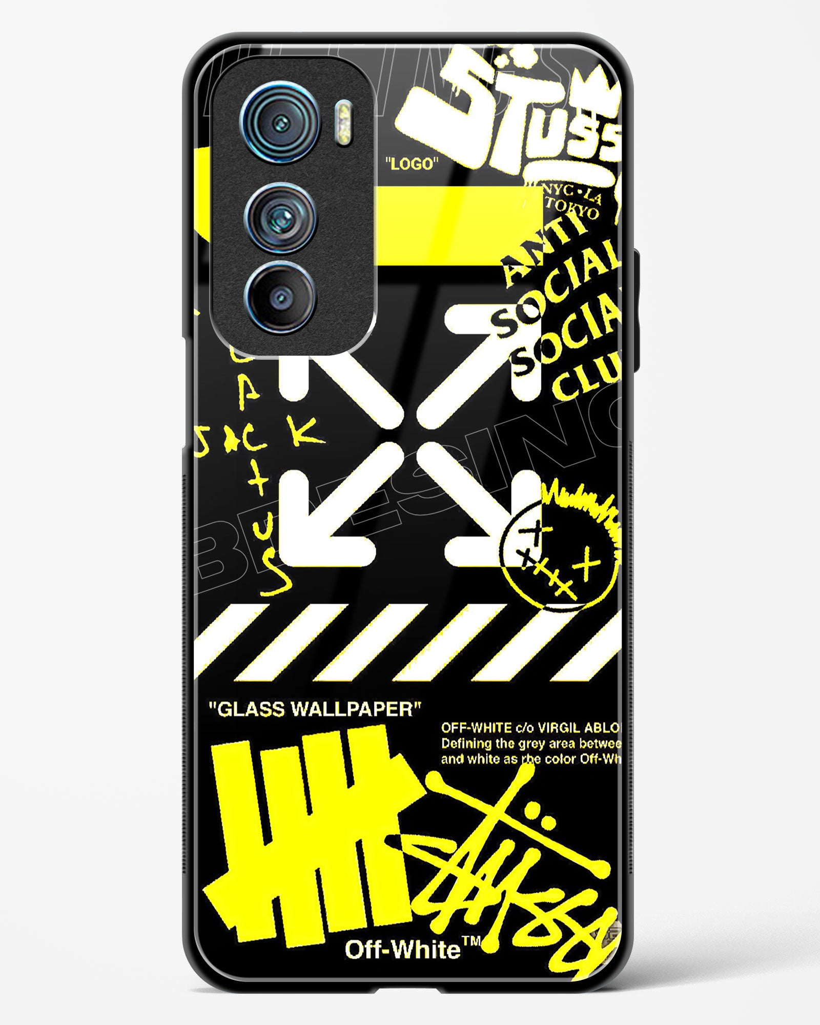 Off White Cross Glass Phone Case-Motorola Edge 30