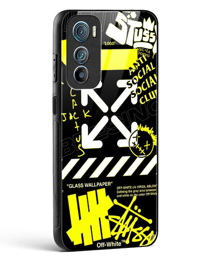 Off White Cross Glass Phone Case-Motorola Edge 30