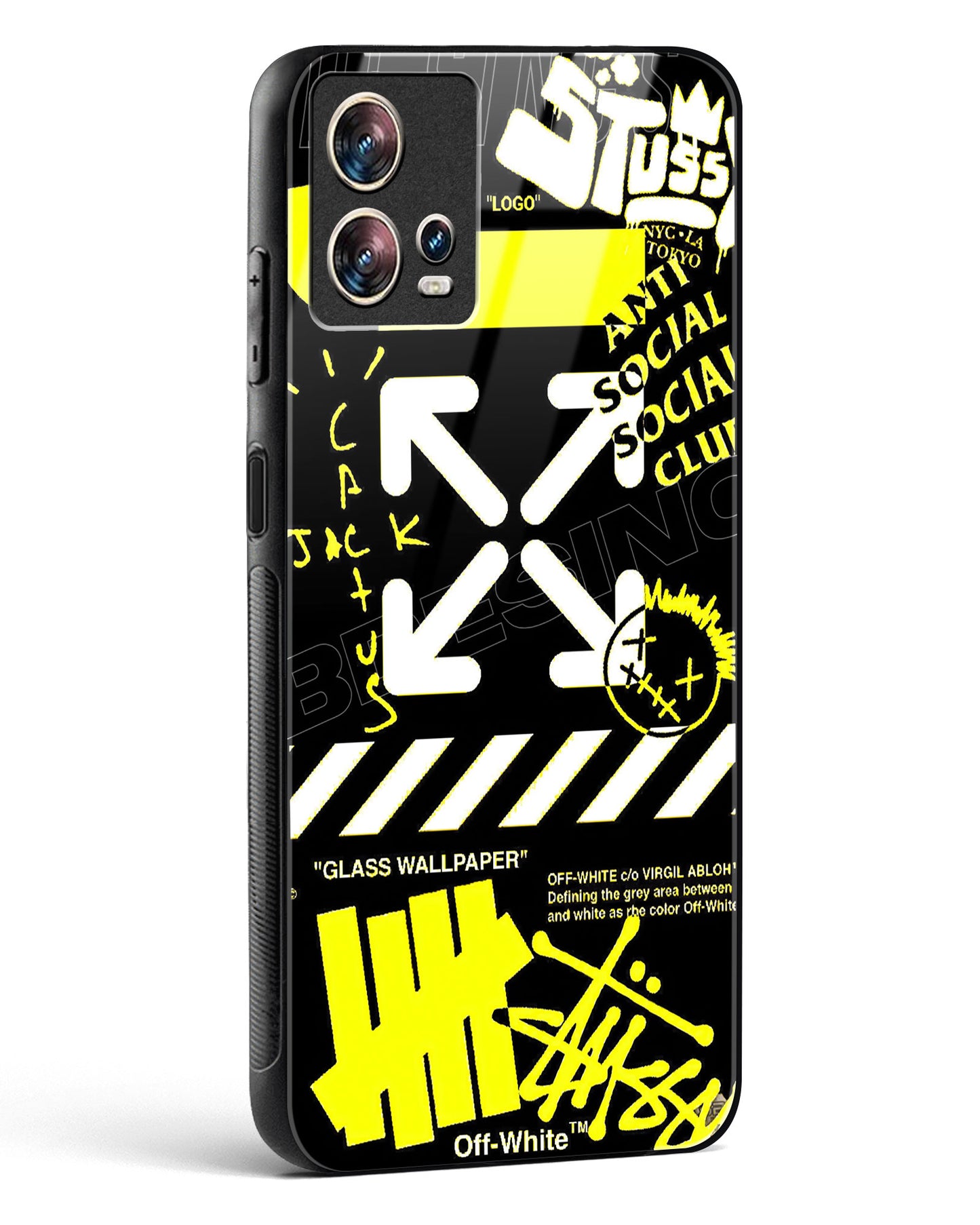 Off White Cross Glass Phone Case-Motorola Edge 30 Fusion