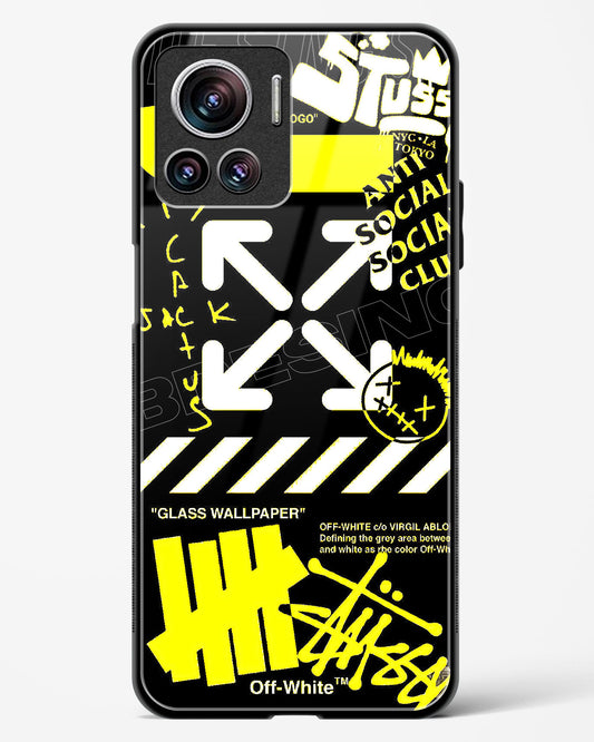 Off White Cross Glass Phone Case-Motorola Edge 30 Ultra