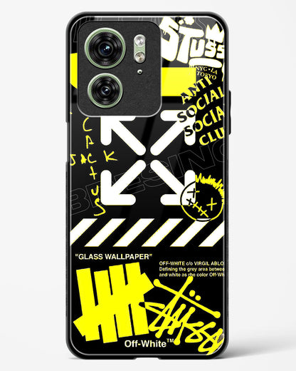 Off White Cross Glass Phone Case-Motorola Edge 40