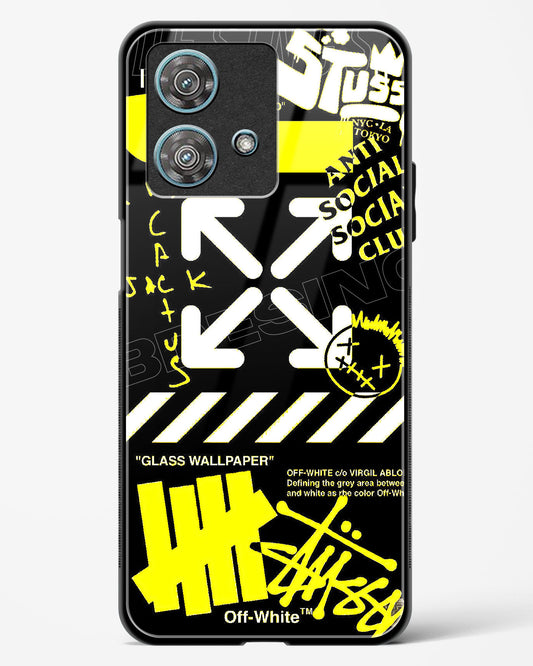 Off White Cross Glass Phone Case-Motorola Edge 40 Neo
