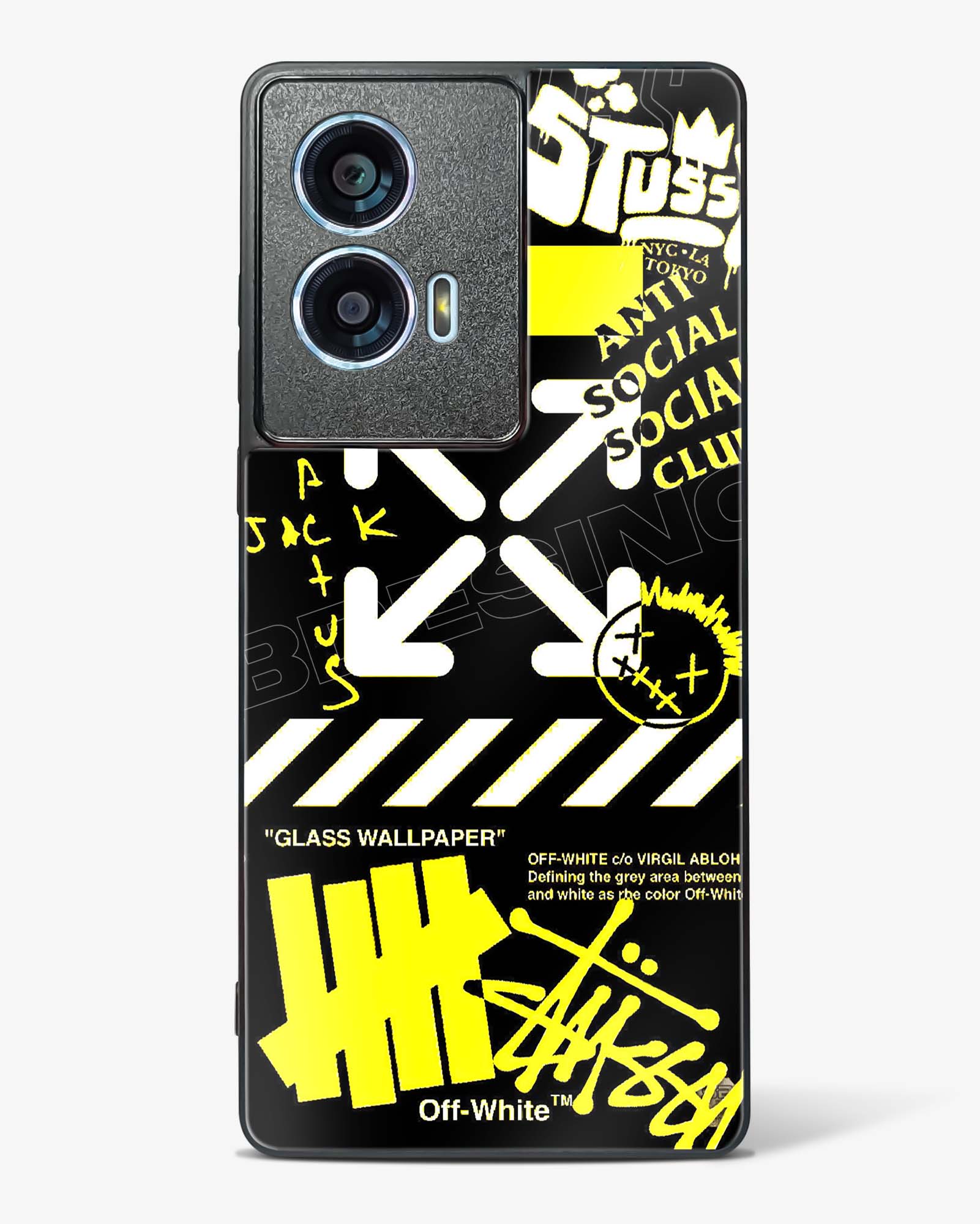 Off White Cross Glass Phone Case-Motorola Edge 50 Fusion