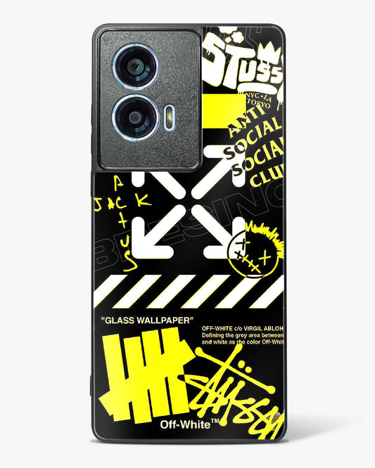 Off White Cross Glass Phone Case-Motorola Edge 50 Fusion