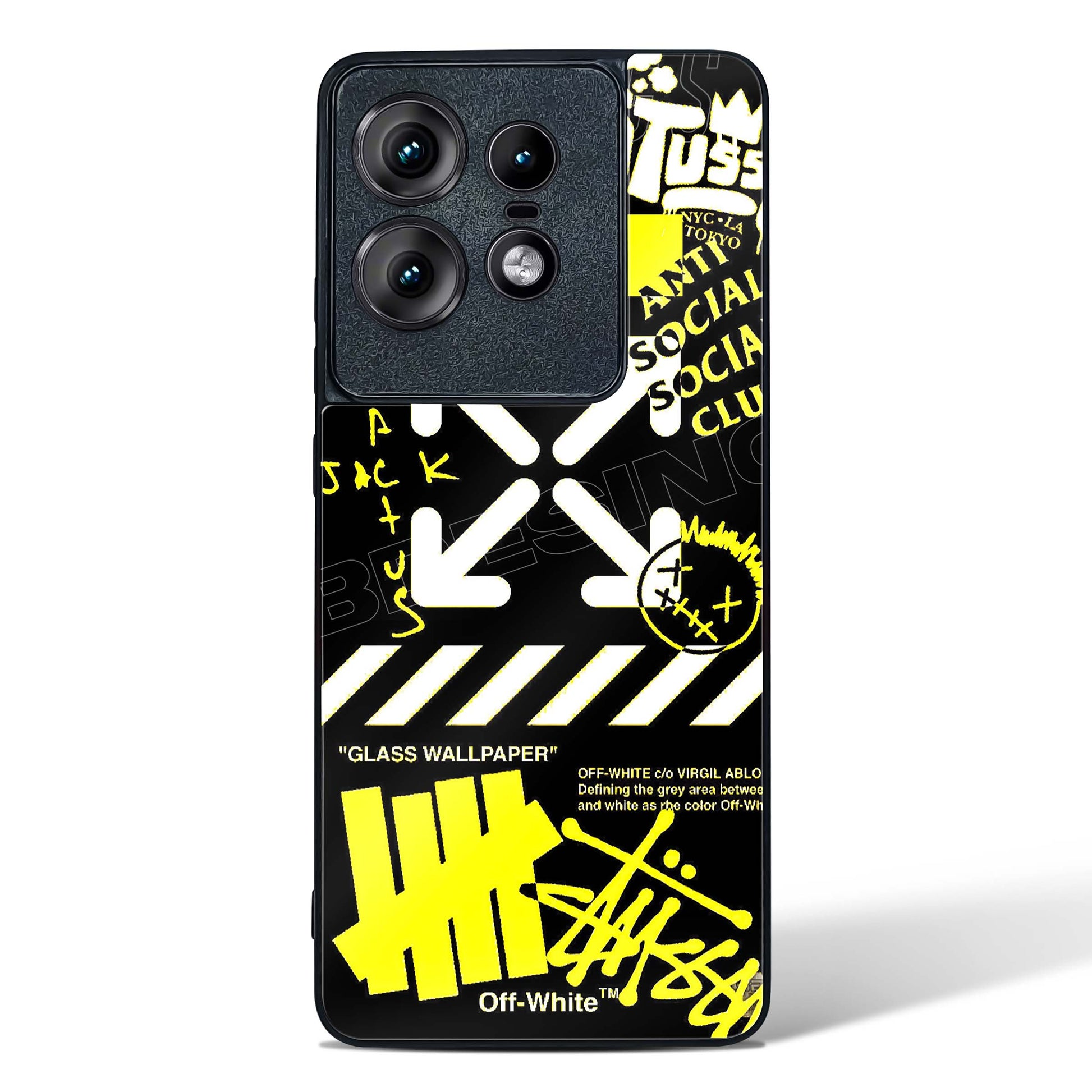 Off White Cross Glass Phone Case-Motorola Edge 50 Pro