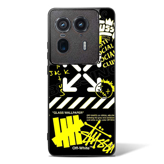Off White Cross Glass Phone Case-Motorola Edge 50 Ultra