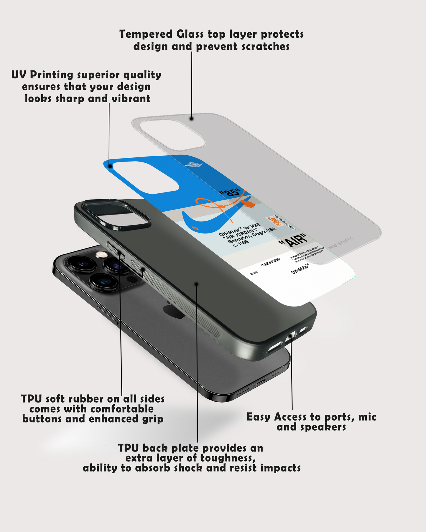 Off White AIR Blue Glass Case -  - MW Stuffs - 