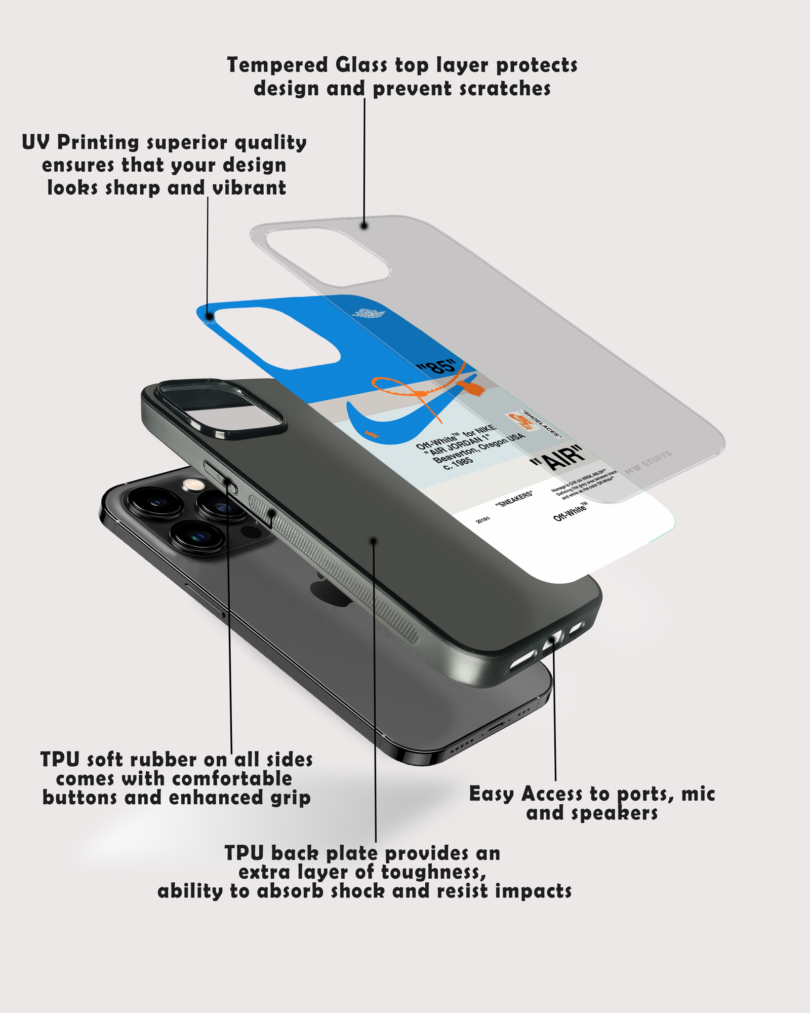 Off White AIR Blue Glass Case -  - MW Stuffs - 