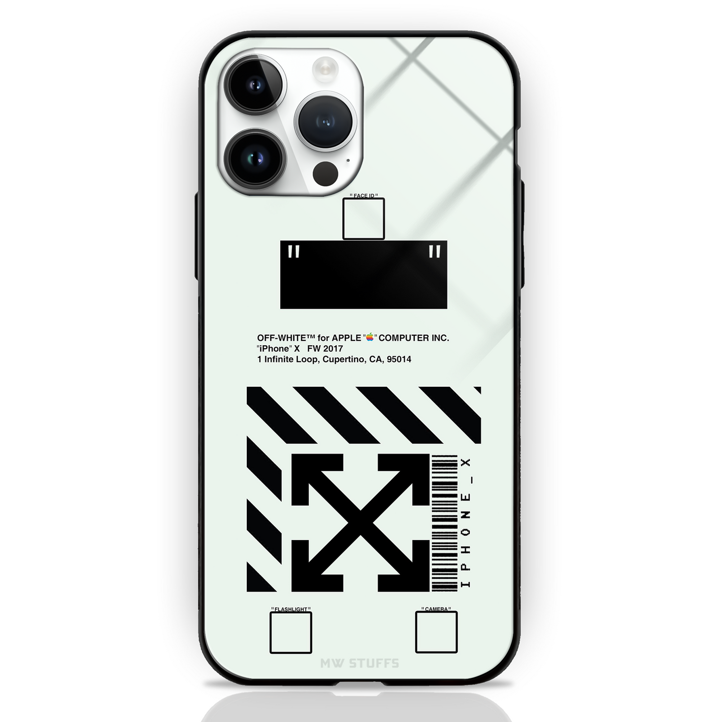 Off White Cross Clear Skies Glass Case -  - MW Stuffs - 