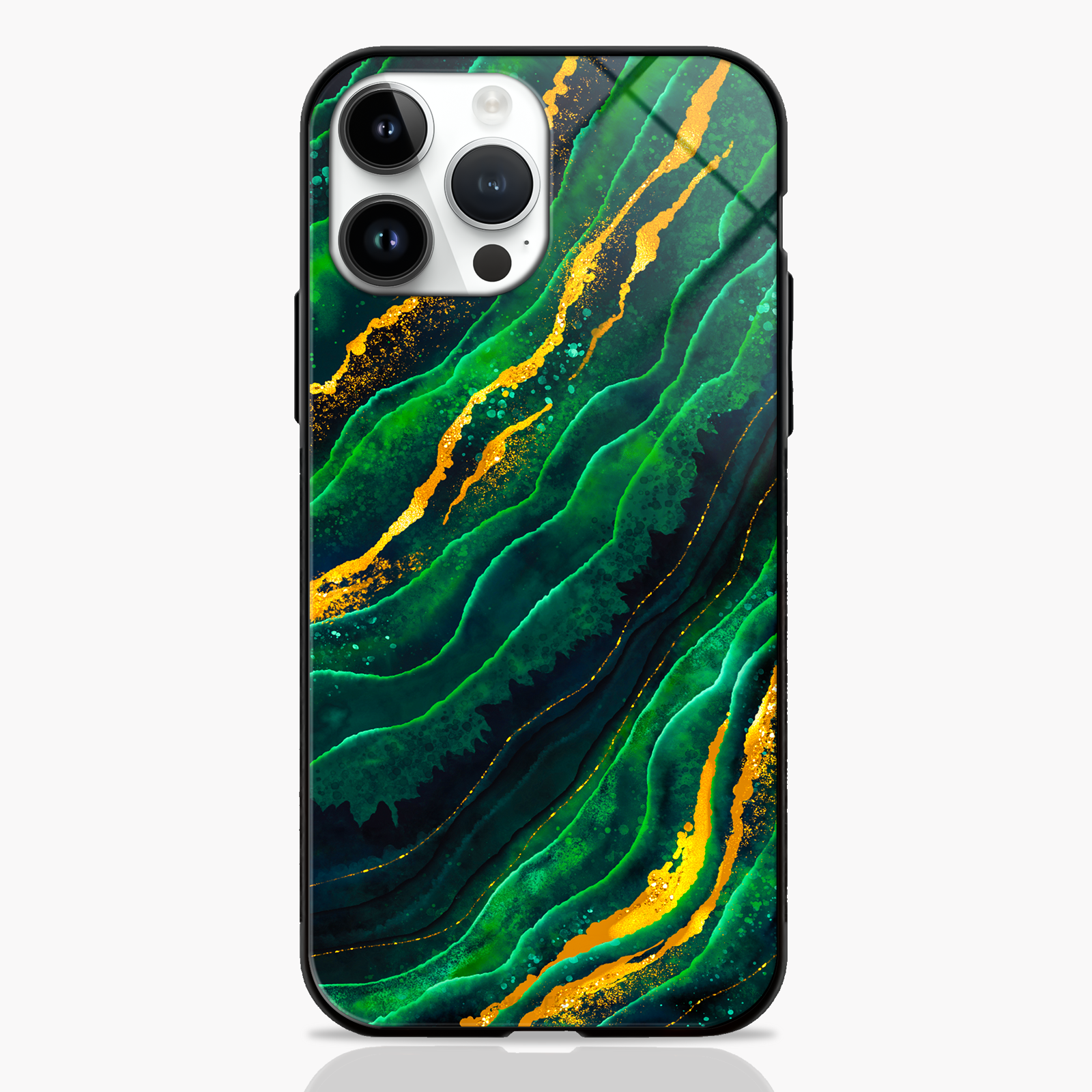 Opulent Emerald Marble Design Glass Case -  - MW Stuffs - 