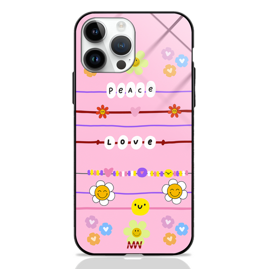 Peace Love Pinkish Premium Glass Case -  - MW Stuffs - 