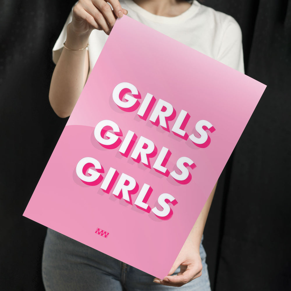 Pink Girls Aesthetic Metal-Poster