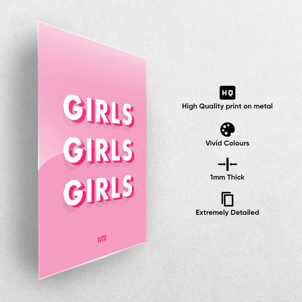 Pink Girls Aesthetic Metal-Poster