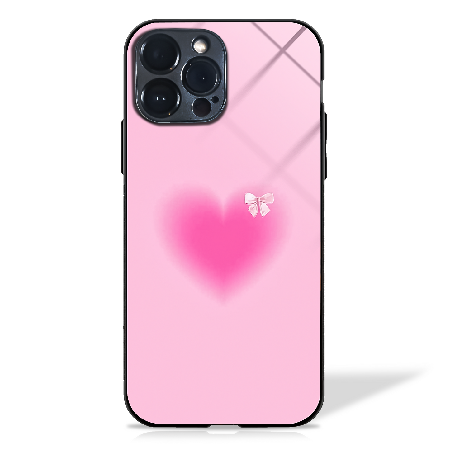 Pink Heart and Bow Glass Case