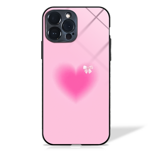 Pink Heart and Bow Glass Case