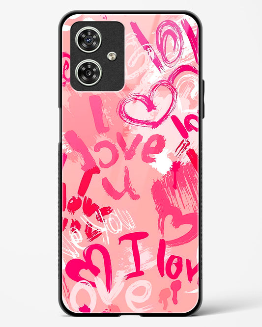 Pink Love Graffiti Glass Phone Case-Moto G54 5G