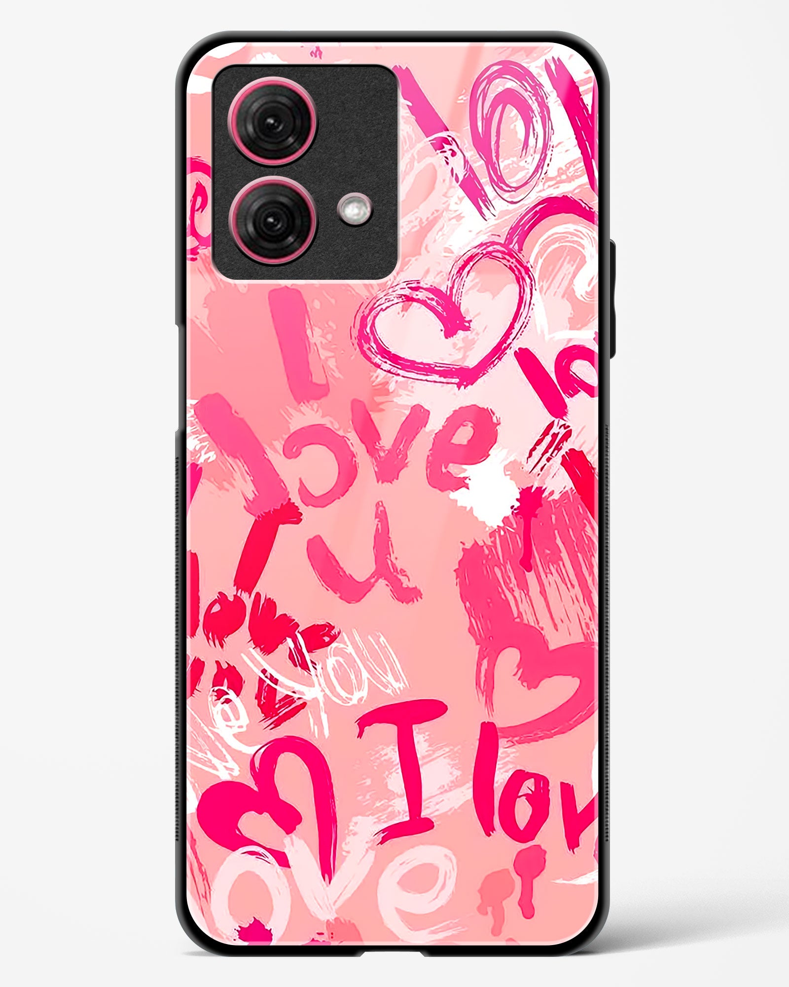 Pink Love Graffiti Glass Phone Case-Moto G84 5G