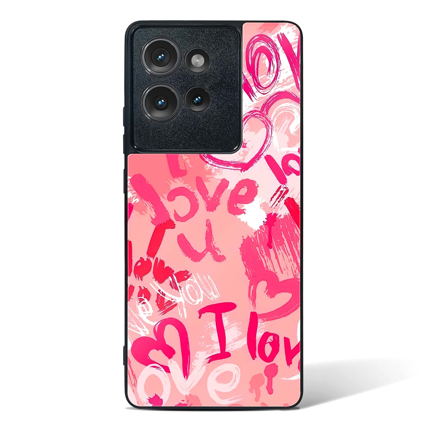 Pink Love Graffiti Glass Phone Case-Motorola Edge 50