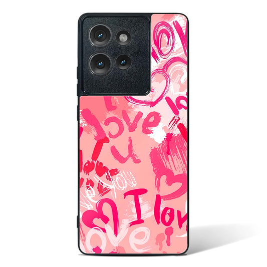 Pink Love Graffiti Glass Phone Case-Motorola Edge 50