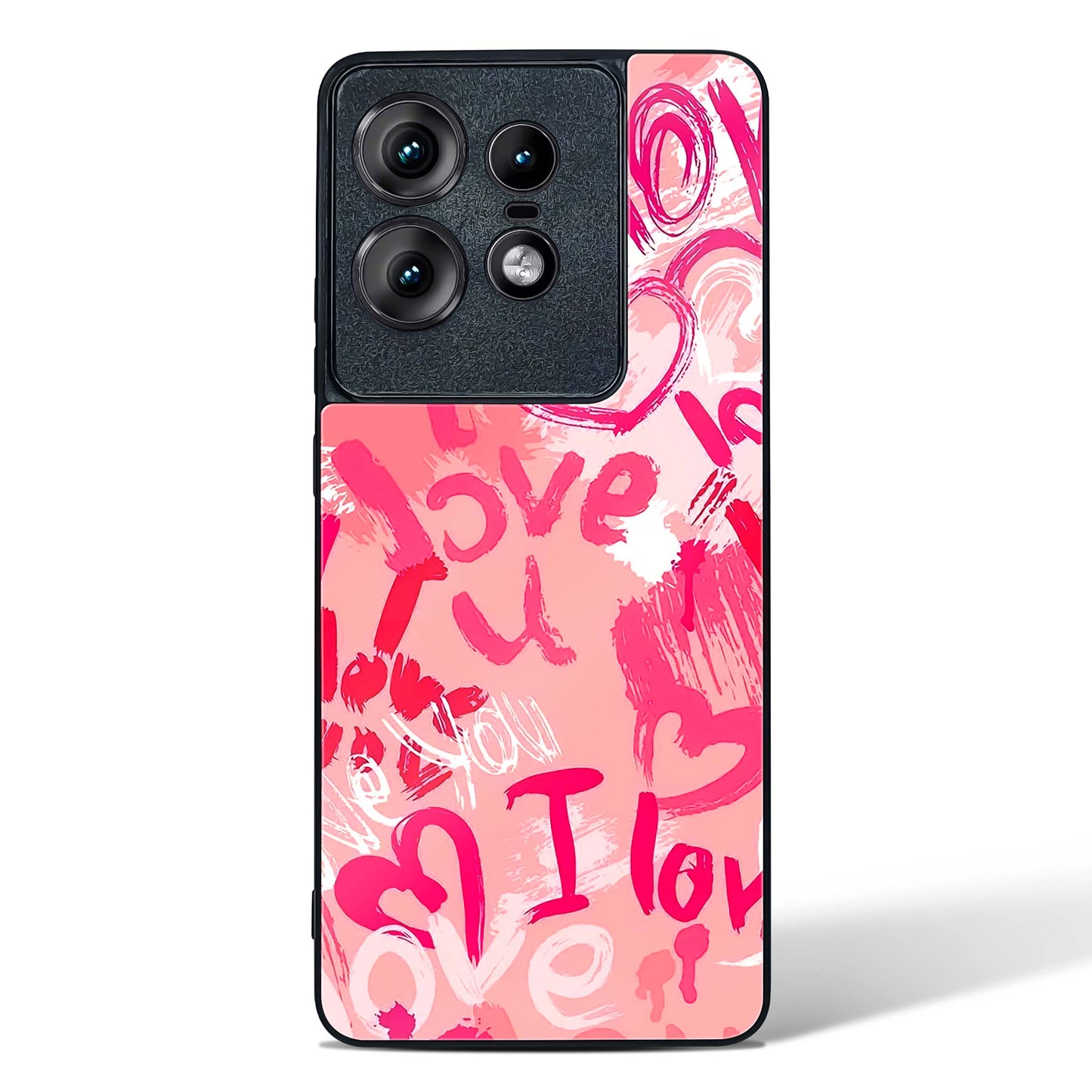 Pink Love Graffiti Glass Phone Case-Motorola Edge 50 Pro