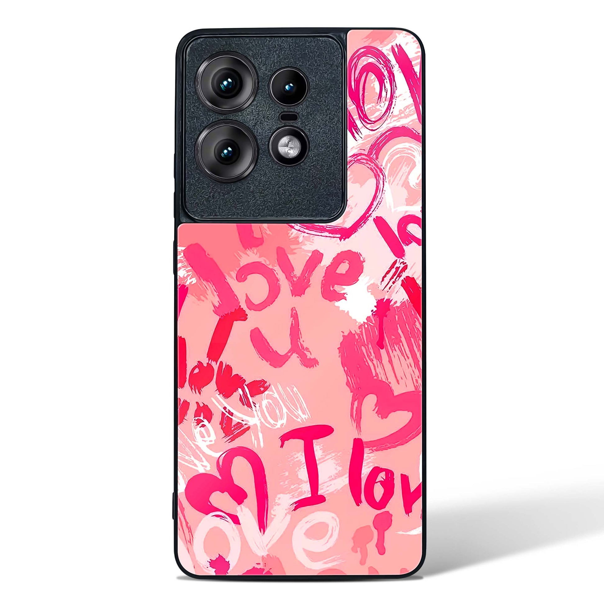 Pink Love Graffiti Glass Phone Case-Motorola Edge 50 Pro