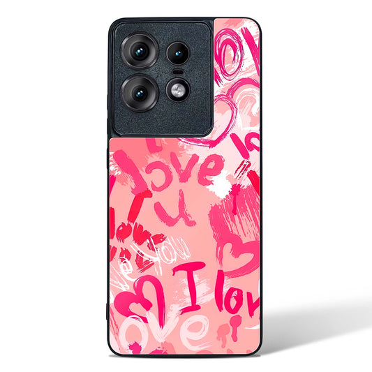 Pink Love Graffiti Glass Phone Case-Motorola Edge 50 Pro