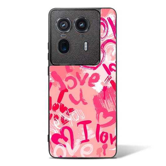 Pink Love Graffiti Glass Phone Case-Motorola Edge 50 Ultra