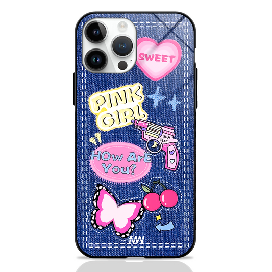 Pink Heart Gun Girl Premium Glass Case -  - MW Stuffs - 