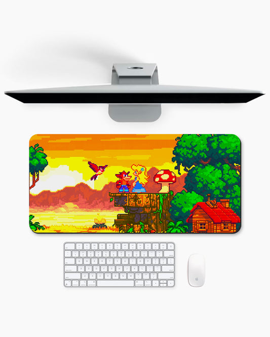 Pixel Horizon Sunset Quest Desk Mat