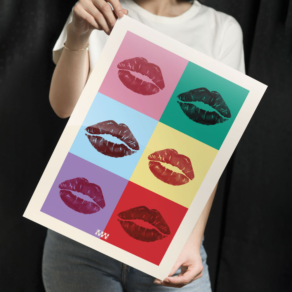 Pop Art Lip Grid Metal-Poster