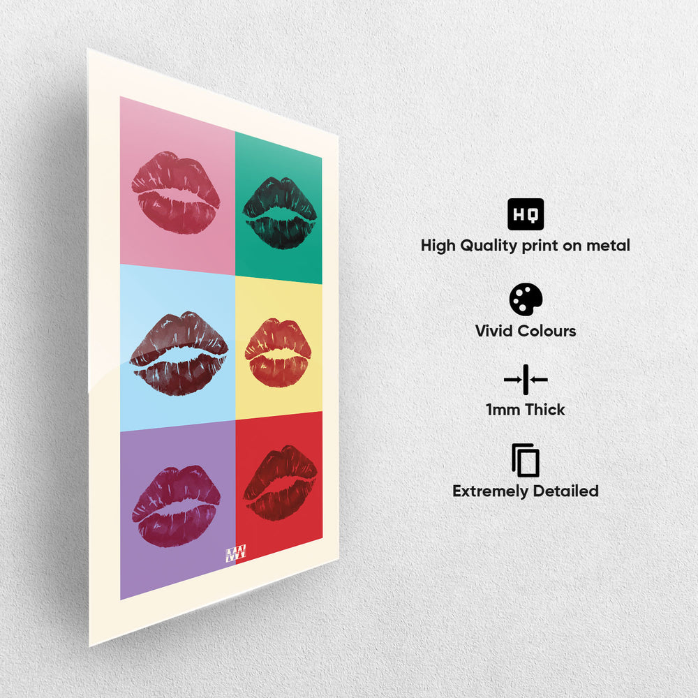 Pop Art Lip Grid Metal-Poster