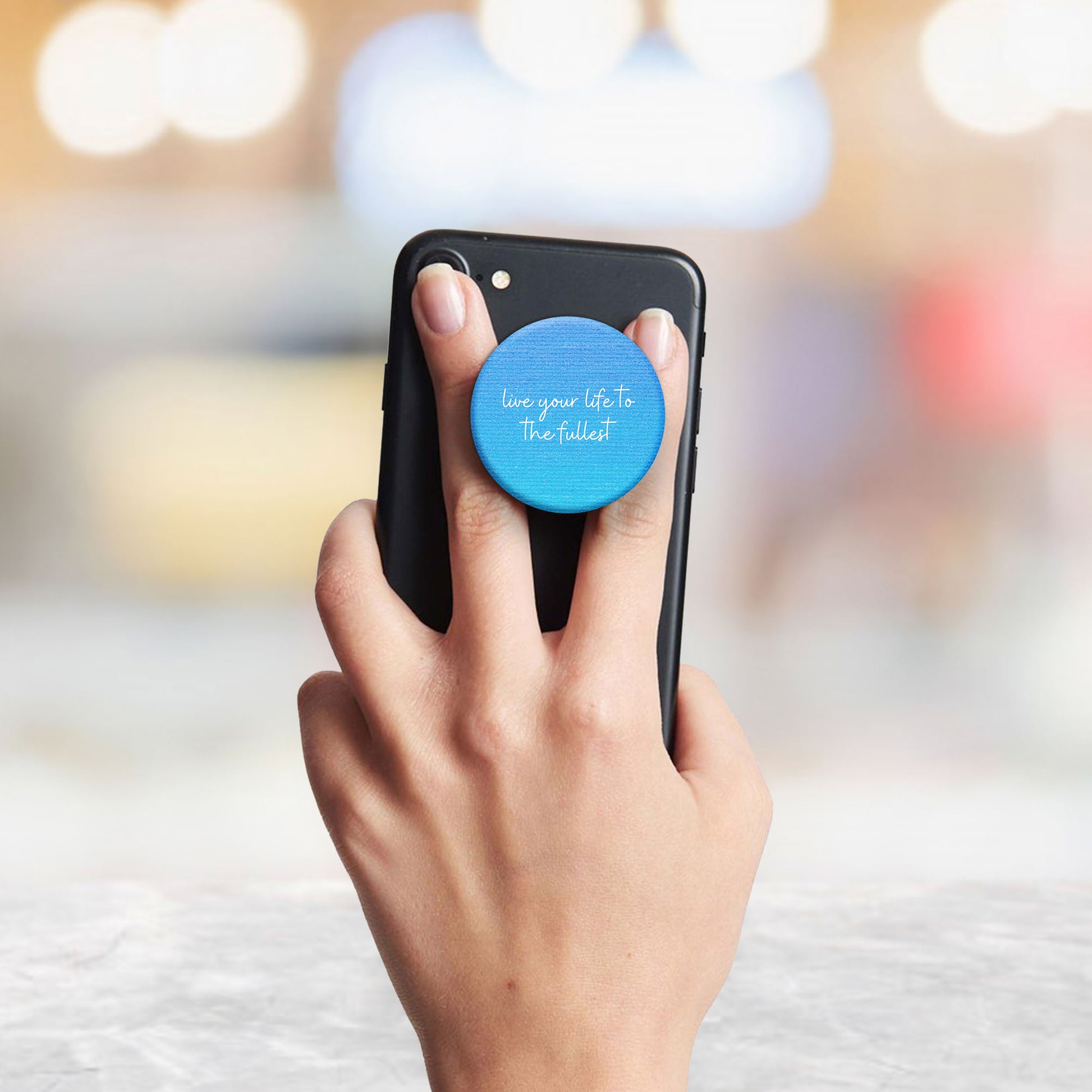 Positive Quote Blue Flat Pop Holder