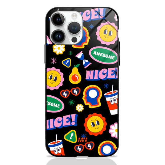 Positive Vibe Doodles Premium Glass Case -  - MW Stuffs - 
