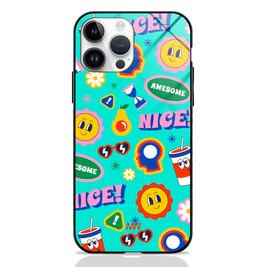 Positive Vibe Doodles Premium Glass Case -  - MW Stuffs - 