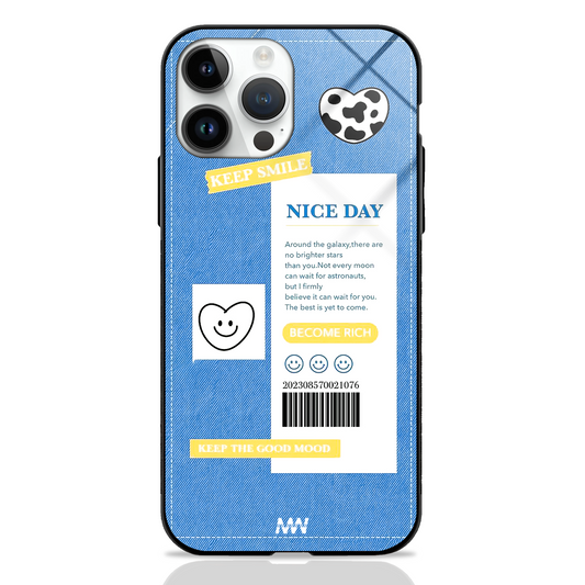 Positivity Vibe Label Smiley Premium Glass Case -  - MW Stuffs - 