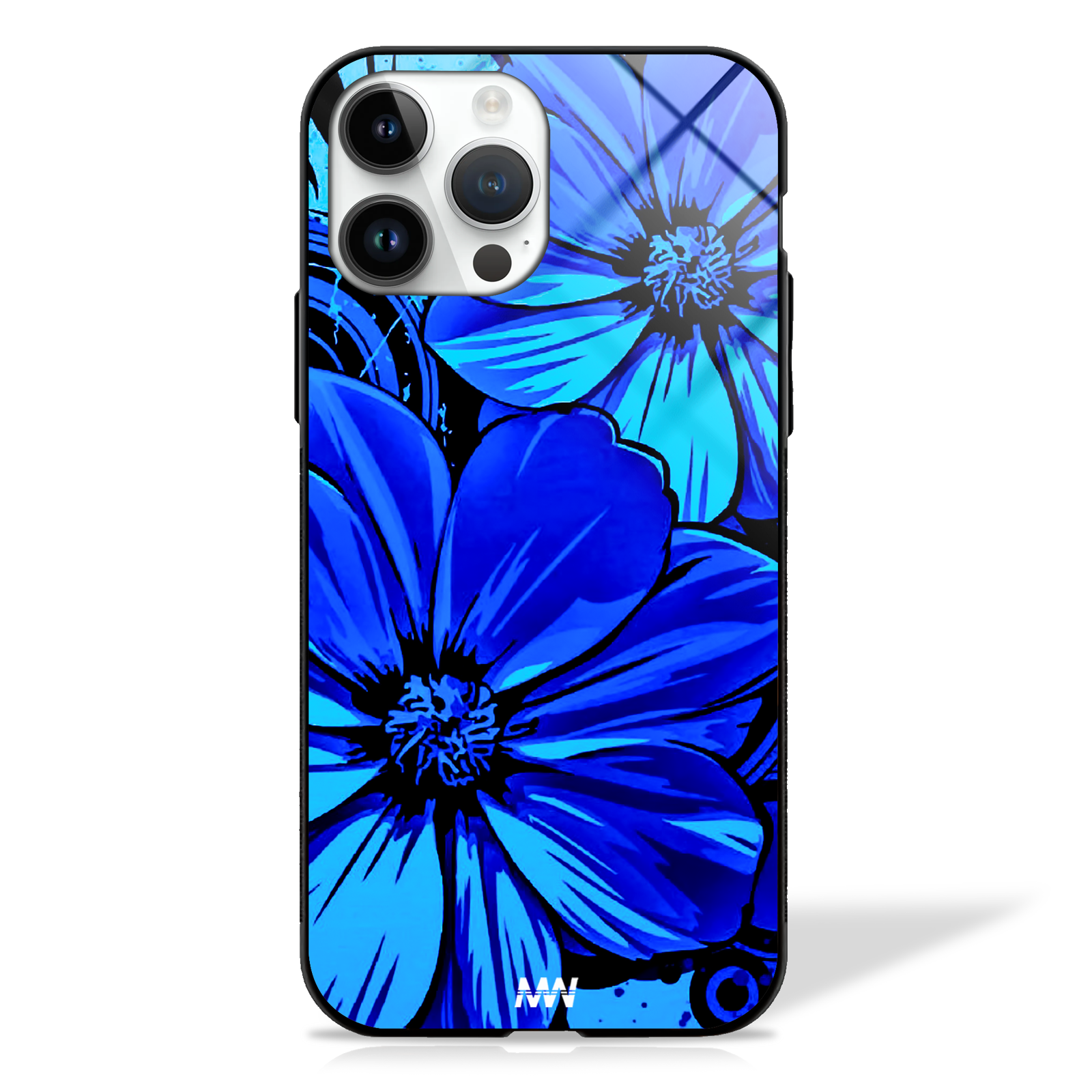 Precious Blue Bloom Floral GLASS CASE -  - MW Stuffs - 