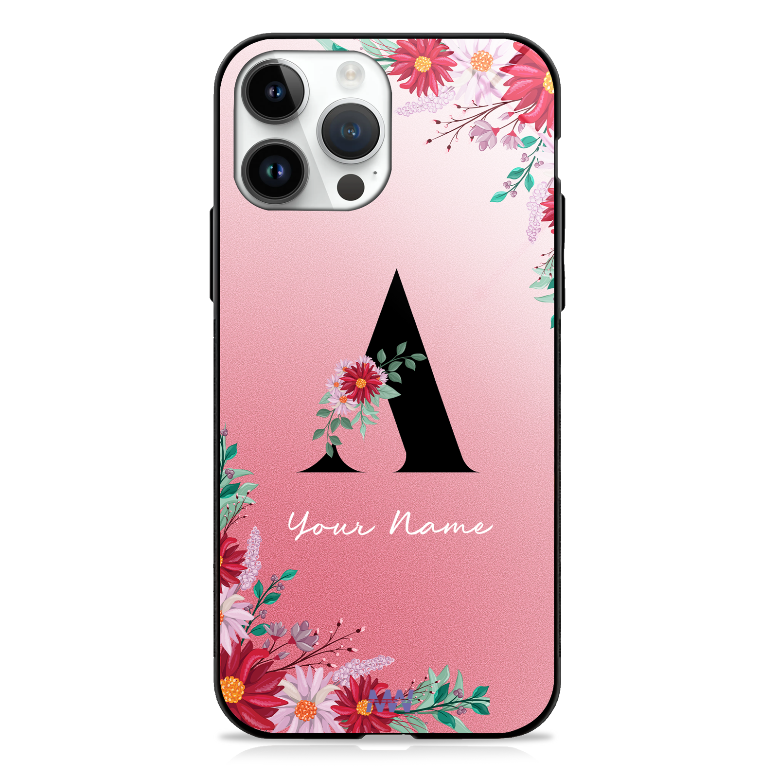 Pretty Blossoms Custom Name Floral Premium GLASS CASES -  - MW Stuffs - 